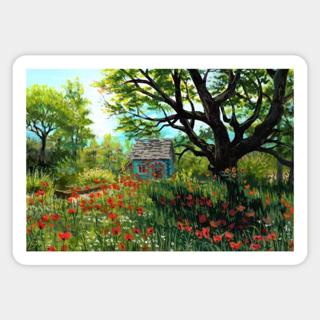 Meadow Cottage , Toussaint, The Witcher 3: Blood and Wine Sticker by MariaCameliaArt